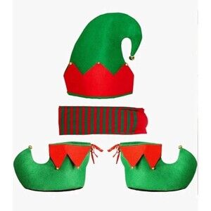 Eternity sky Elf Hat Shoes Covers Socks Felt Set Adults Christmas Costume